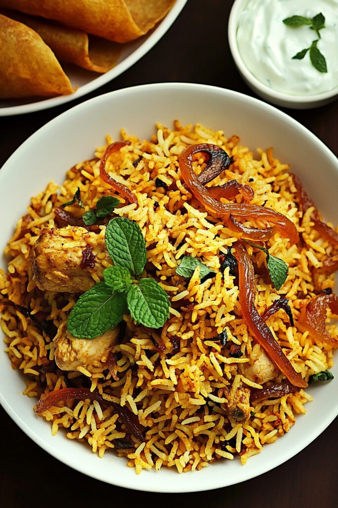 How to Serve Hyderabadi chicken biryani