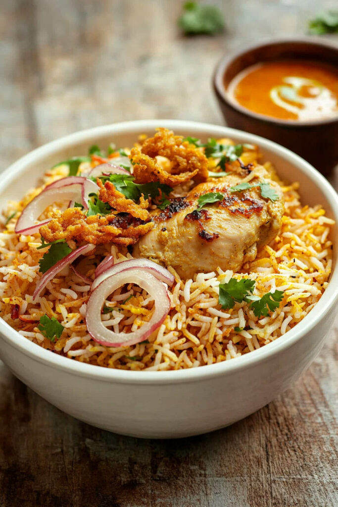 Serve the Gongura Chicken Biryani