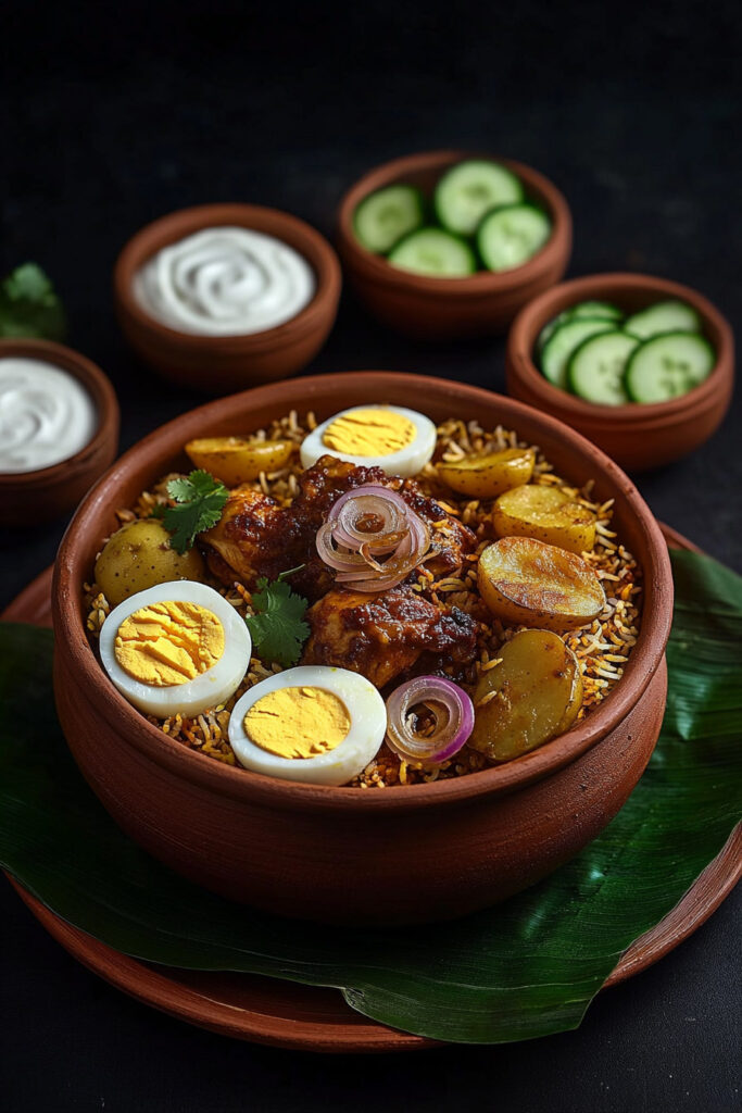 Serving the Kolkata Chicken Biryani