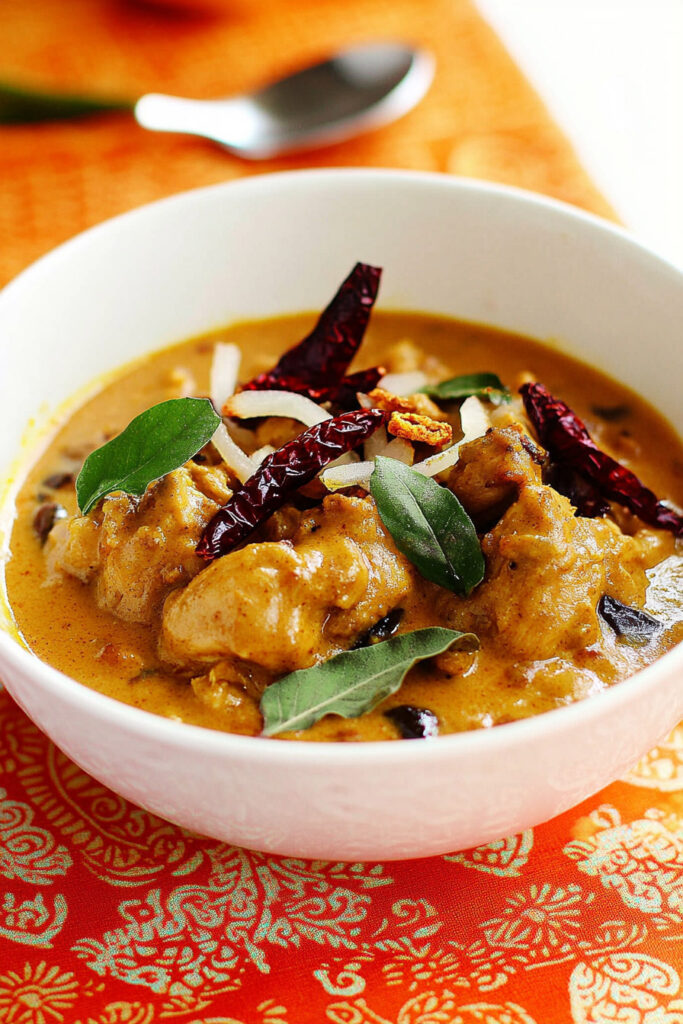 Serving kerala chicken curry