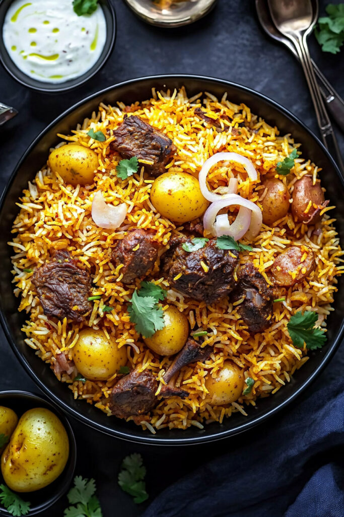 Assemble the Mutton Biryani