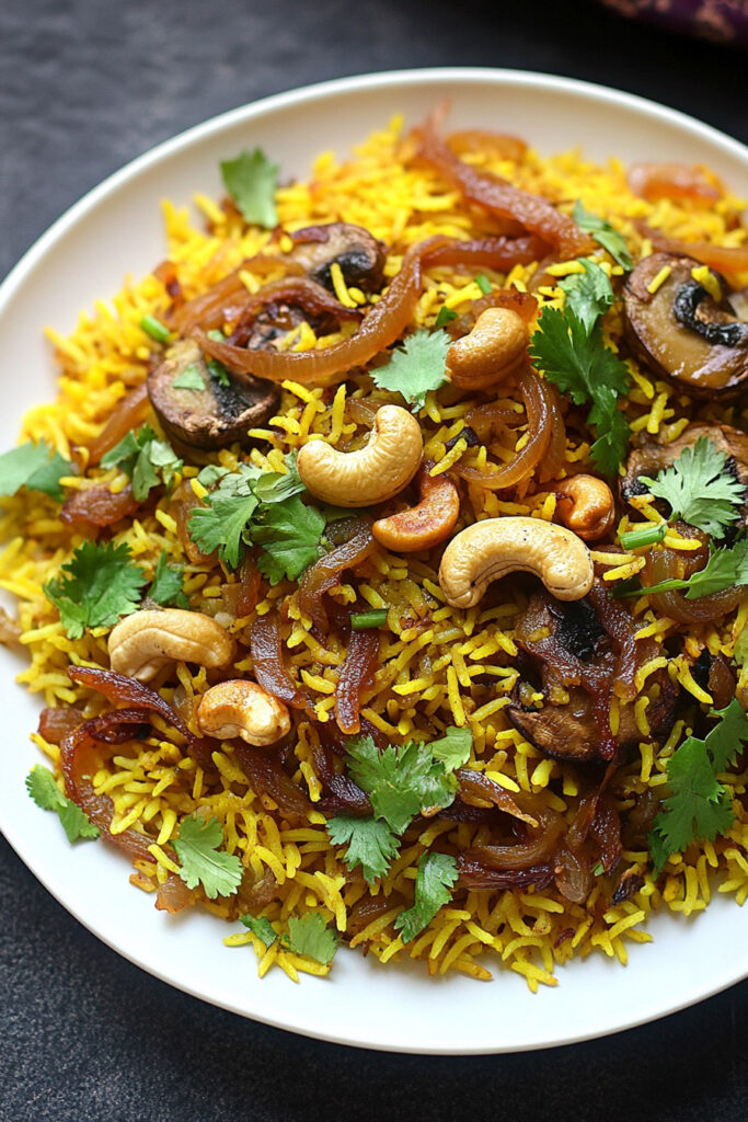 How to Serve Mushroom Biryani