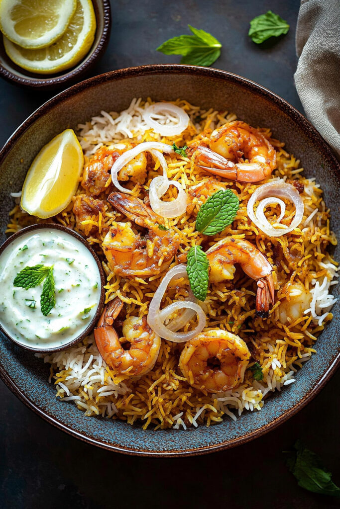 Prepare the Prawn Biryani