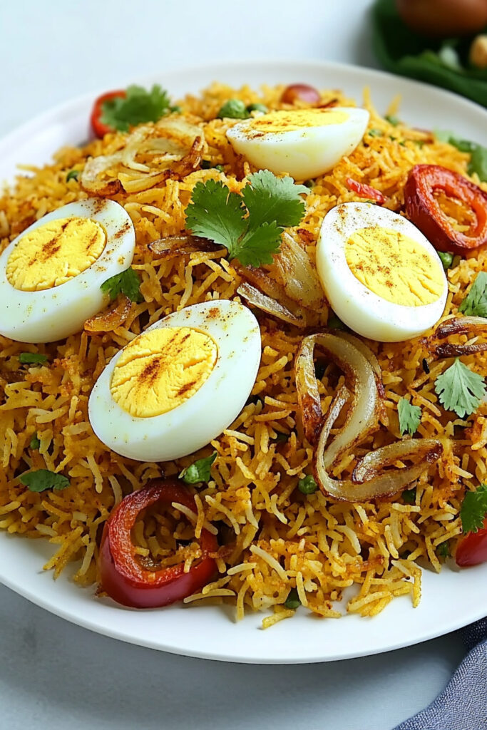 Serving Egg Biryani